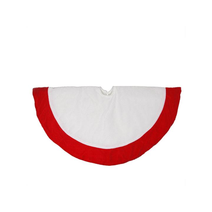 26 Traditional White And Red Velveteen Christmas Tree Skirt