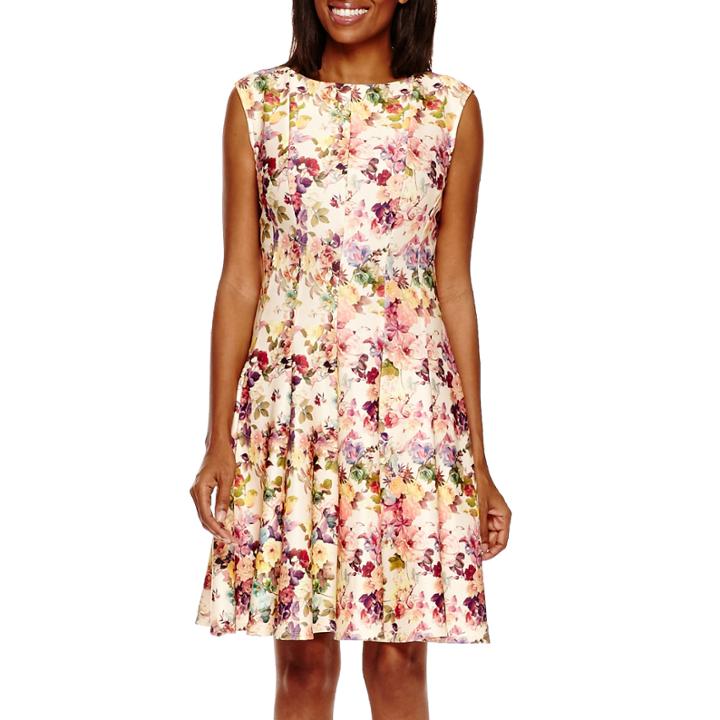 Danny & Nicole Sleevless Floral Fit-and-flare Dress