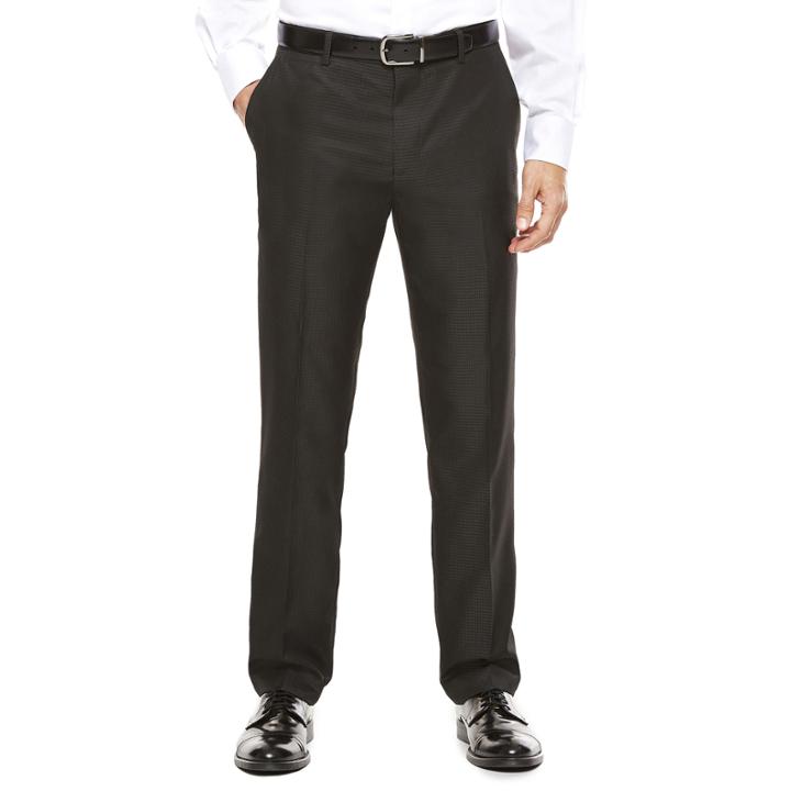 Jf J. Ferrar Slim-fit Black Box Check Flat-front Suit Pants
