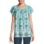 St. John's Bay Short Sleeve Square Neck Top - Tall