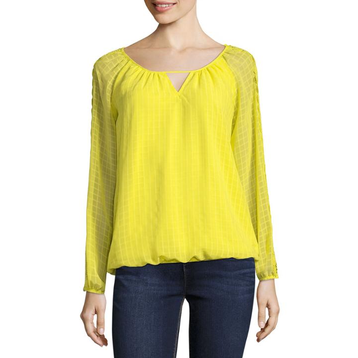 Alyx Long Sleeve Round Neck Woven Blouse