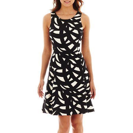 Worthington Sleeveless Print Fit-and-flare Dress