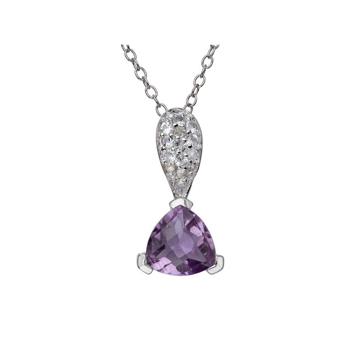 Genuine Amethyst And White Topaz Sterling Silver Pendant