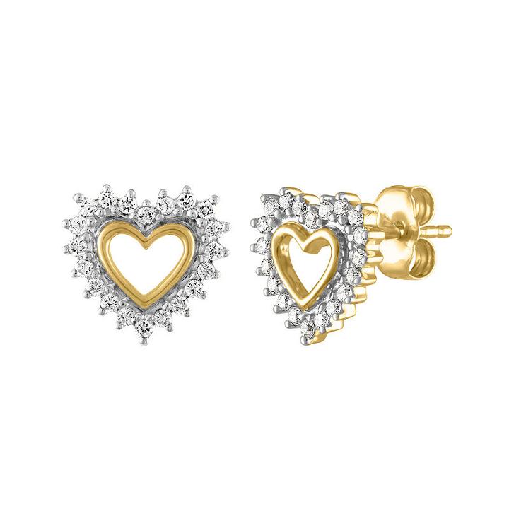1/5 Ct. T.w. Genuine White Diamond 9.3mm Heart Stud Earrings