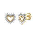 1/5 Ct. T.w. Genuine White Diamond 9.3mm Heart Stud Earrings