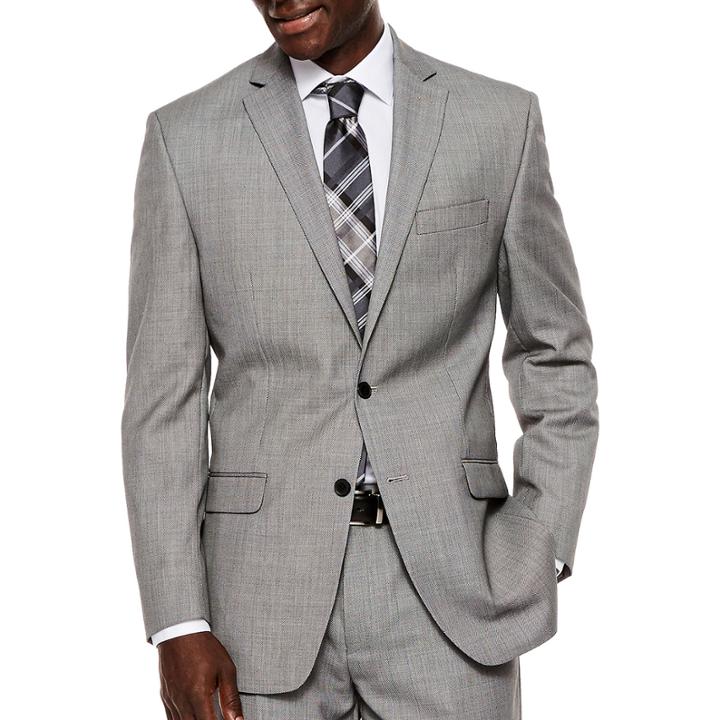 Collection By Michael Strahan Black White Birdseye Suit Jacket - Classic Fit
