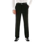 Stafford Executive Super 100 Wool Black Stripe Flat-front Suit Pants - Classic