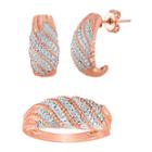 1/10 Ct. T.w. Diamond 14k Rose Gold Over Sterling Silver Ring & Earring Set