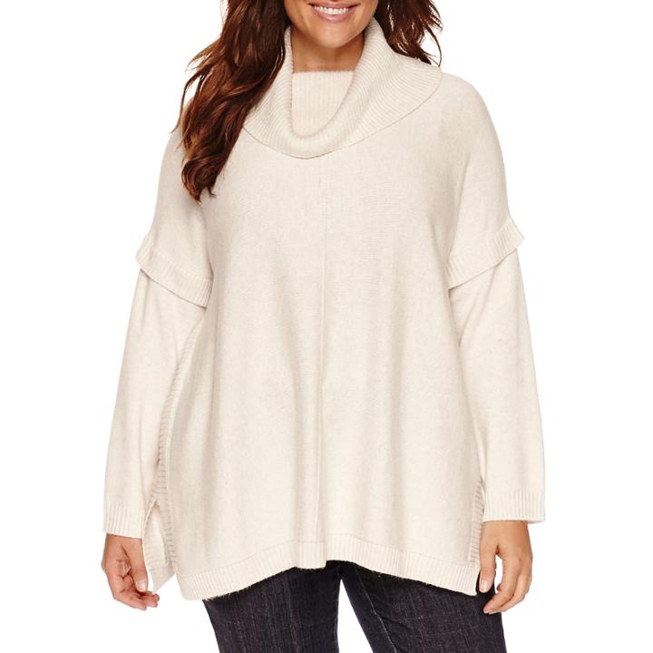 A.n.a Long Sleeve Cowl Neck Poncho-plus
