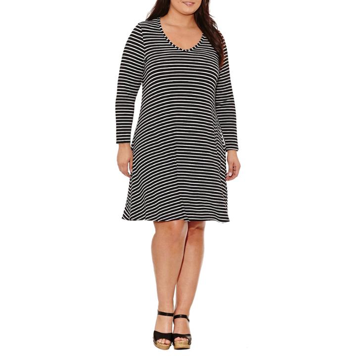 Tiana B Long Sleeve Stripe Sheath Dress-plus
