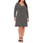 Tiana B Long Sleeve Stripe Sheath Dress-plus