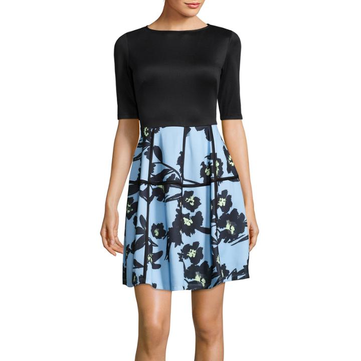 J. Taylor Elbow-sleeve Floral Dress