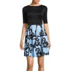 J. Taylor Elbow-sleeve Floral Dress