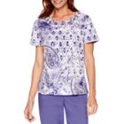 Alfred Dunner Cyprus Short-sleeve Paisley Print Top