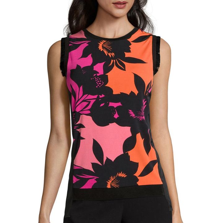 Worthington Sleeveless Fringe Detail Top - Tall