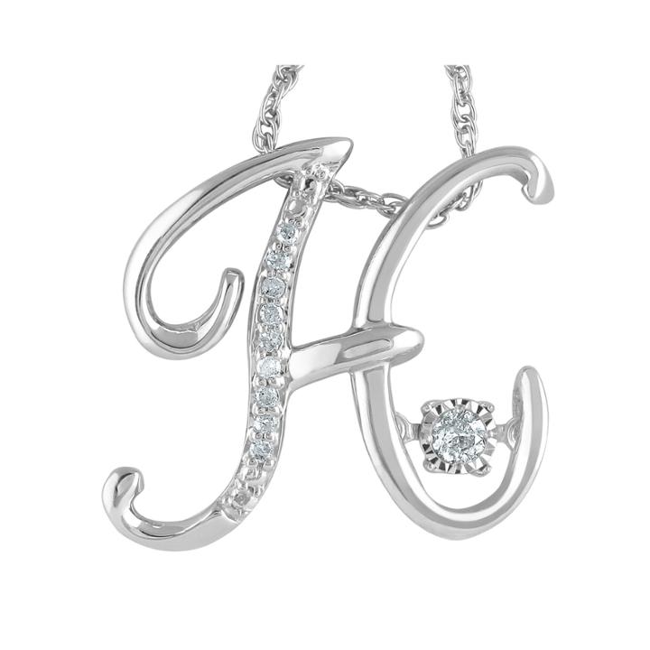 Love In Motion&trade; Diamond-accent Sterling Silver H Pendant Necklace