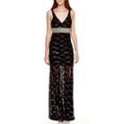 My Michelle Sleeveless Double-v Allover-lace Long Dress