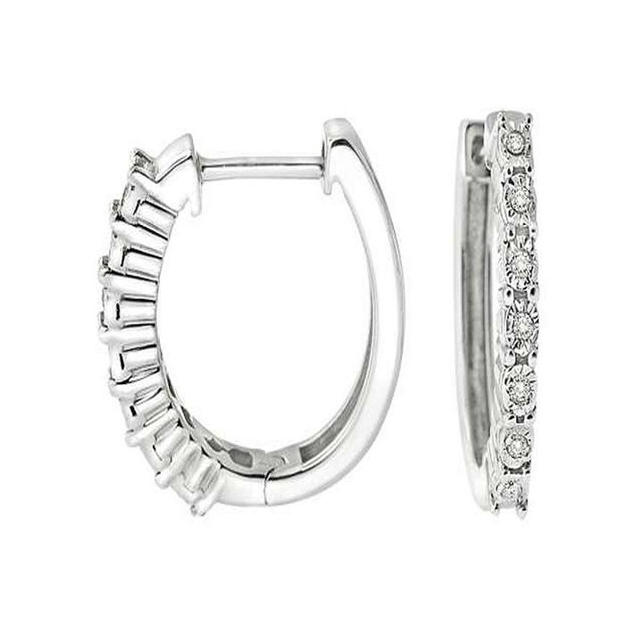 Diamond Accent Genuine White Diamond Hoop Earrings