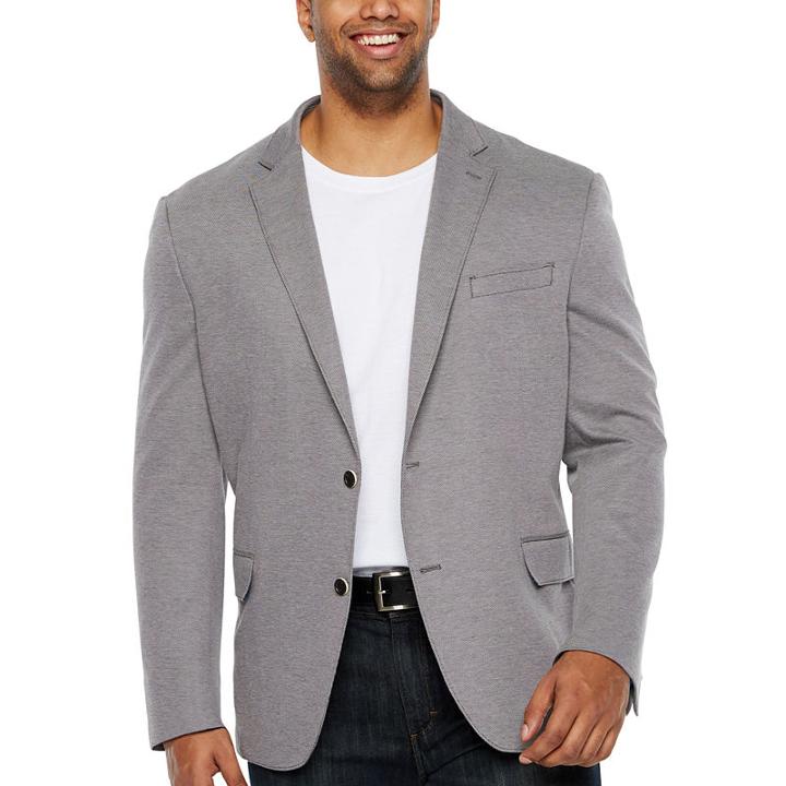 Jf J.ferrar Navy Stretch Knit Classic Fit Sport Coat - Big And Tall