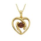 Genuine Garnet Heart Pendant Necklace