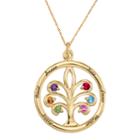 Personalized 14k Yellow Gold Family Tree Birthstone Pendant Necklace