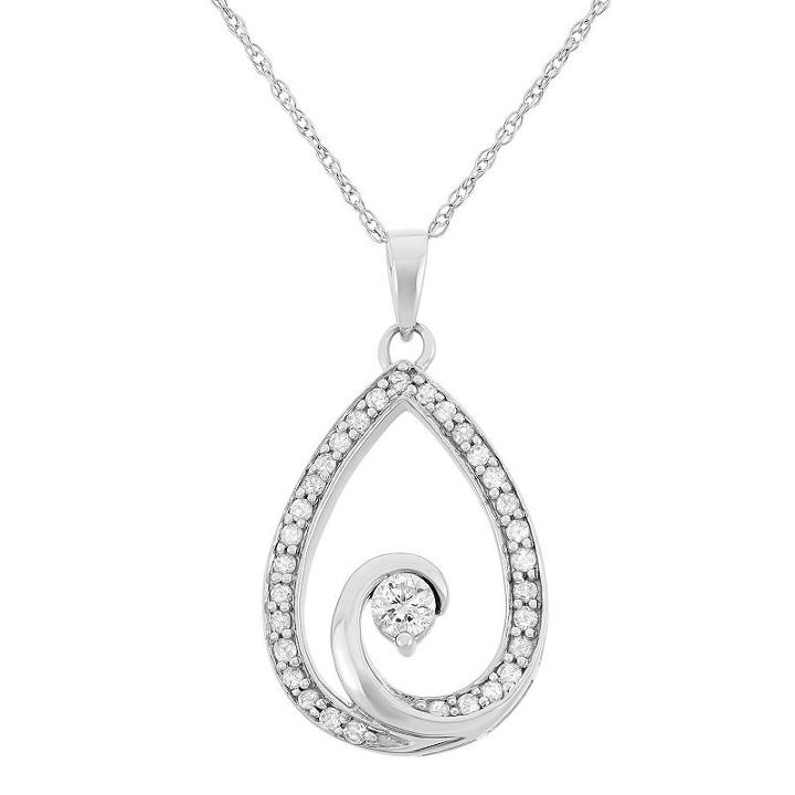 Womens 1/4 Ct. T.w. Genuine White Diamond Pendant Necklace