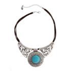 El By Erica Womens Silver Over Brass Collar Necklace