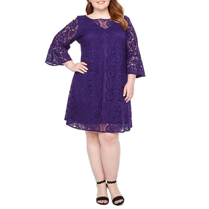 Danny & Nicole 3/4 Sleeve Floral Fit & Flare Dress - Plus