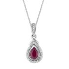 Womens 1/8 Ct. T.w. Lab Created Red Ruby 10k White Gold Pendant Necklace