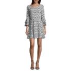 My Michelle 3/4 Sleeve Jacquard Fit & Flare Dress-juniors
