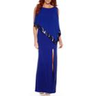 R & M Richards Sequin-trim Formal Cape Gown