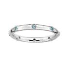 Personally Stackable Genuine Blue Topaz Sterling Silver Station Ring