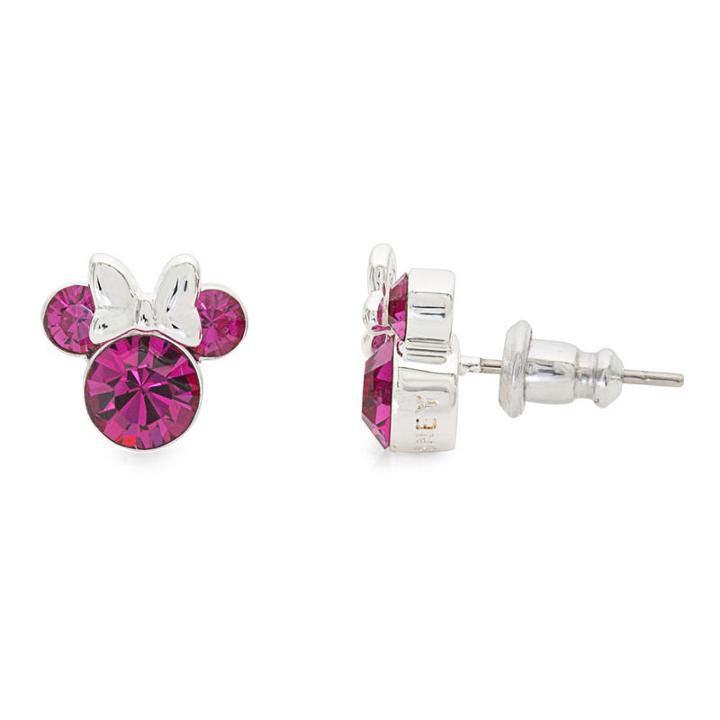 Disney Round Pink Silver Over Brass Stud Earrings