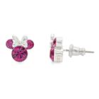Disney Round Pink Silver Over Brass Stud Earrings