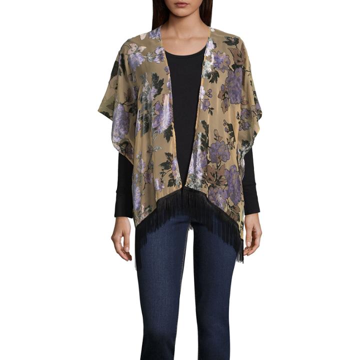 Mixit Velvet Floral Fringe Wrap