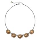 Monet Simulated Gold Pearl And Crystal Collar Necklace