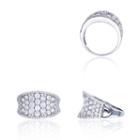 Sterling Silver Concave Pave Cocktail Ring