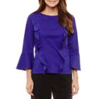 Worthington 3/4 Sleeve Knit Dress Shirt-petite