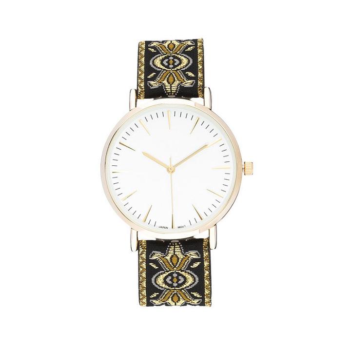Geneva Platinum Womens Black Strap Watch-10143