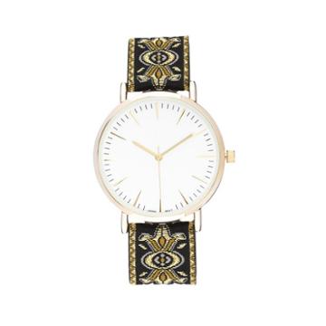 Geneva Platinum Womens Black Strap Watch-10143