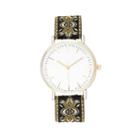 Geneva Platinum Womens Black Strap Watch-10143