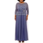 Jackie Jon 3/4 Sleeve Embellished Evening Gown - Plus