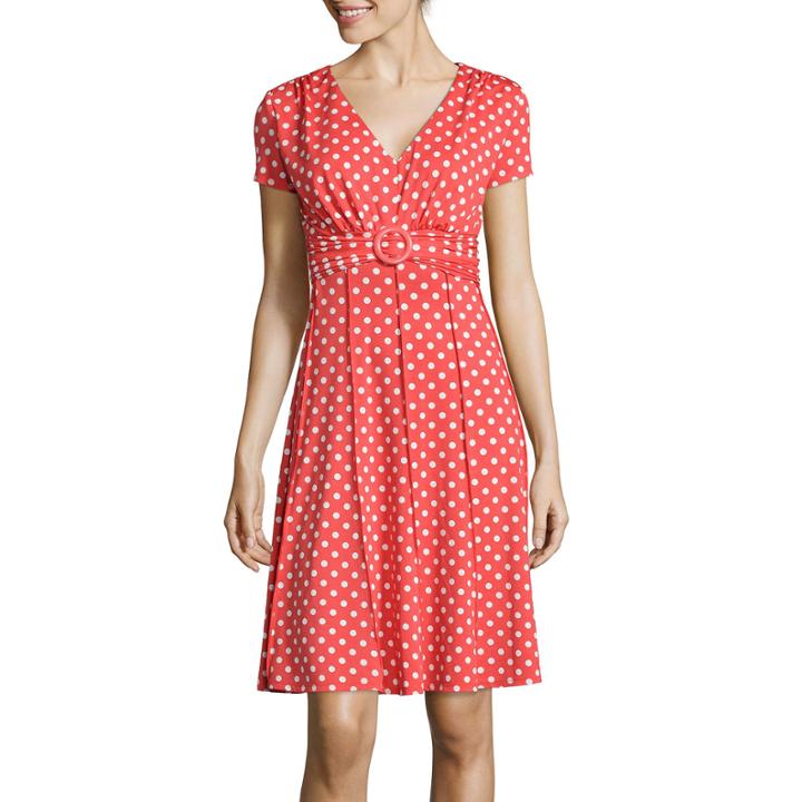 Perceptions Short-sleeve Polka Dot A-line Dress