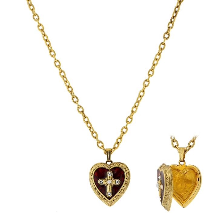 1928 Symbols Of Faith Religious Jewelry Womens Locket Necklace