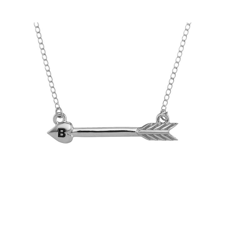 Personalized Sterling Silver Initial Arrow Necklace
