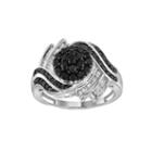 1 Ct. T.w. White & Color-enhanced Black Diamond Sterling Silver Ring