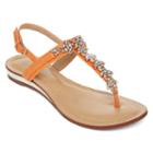 Gc Waterlillies T-strap Jeweled Flat Sandals