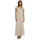 R & M Richards Gore Mermaid Short Sleeve Evening Gown-petites