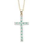 Genuine Emerald And Diamond-accent Gold Over Sterling Cross Pendant