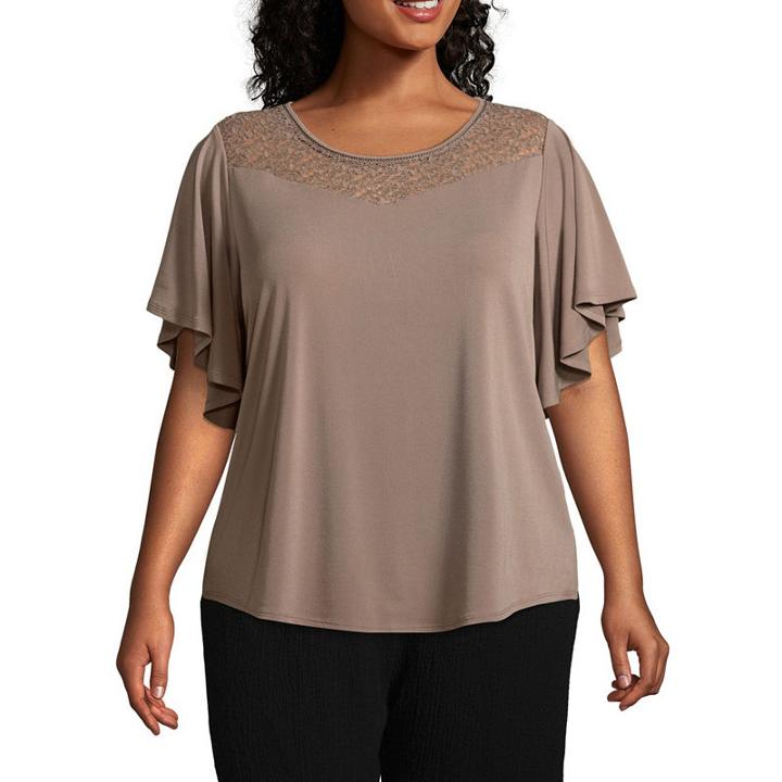 Worthington Lace Yoke T-shirt - Plus